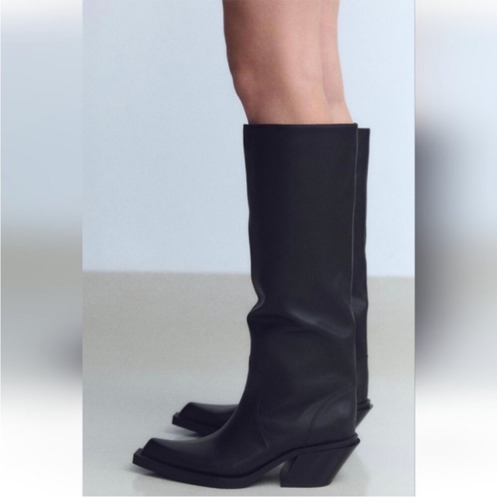 ZARA LEATHER HEELED COWBOY BOOTS